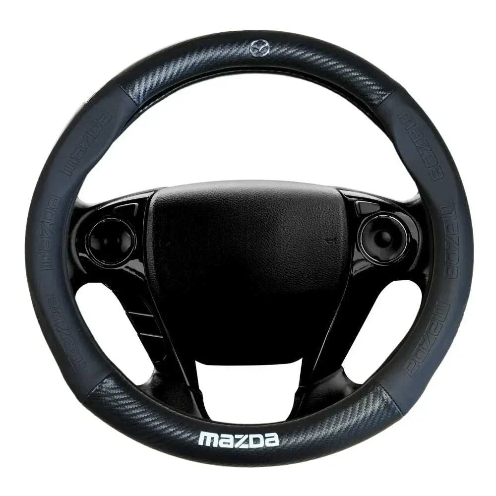 DZYYDS Auto Couvre Volant pour Mazda MX-5 ND,Cuir Microfibre Volant Caches Housse Apporter Logo Emblème Protecteur De Antidérapant Respirant Accessoires Auto Decoration Interieur