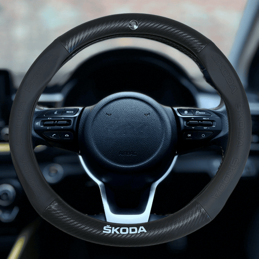 Couvre volant en fibre de carbone skoda noir