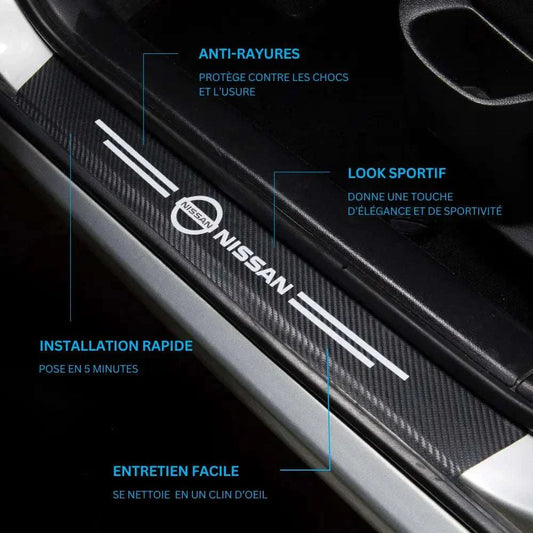 Protection seuil de porte fibre de carbone nissan anti rayure installation rapide entretien facile design sportif