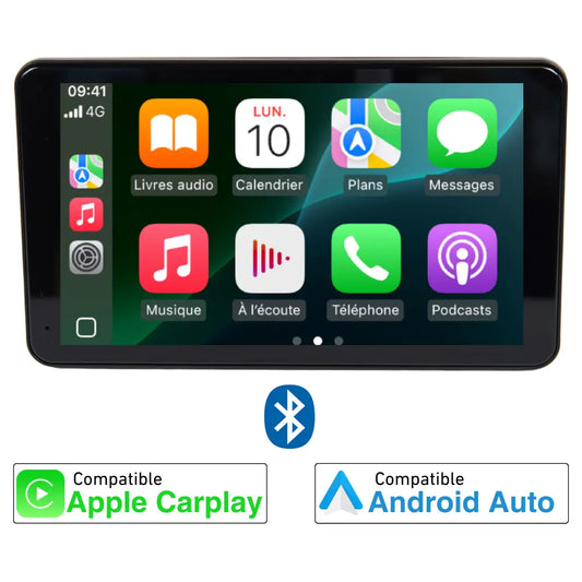 Écran tactile CarPlay 7 pouces pour voiture avec Android Auto et Mirror Link, installation facile et connectivité sans fil.