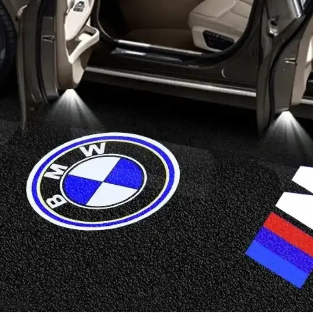 accessoires projecteur lumiere logo BMW au sol