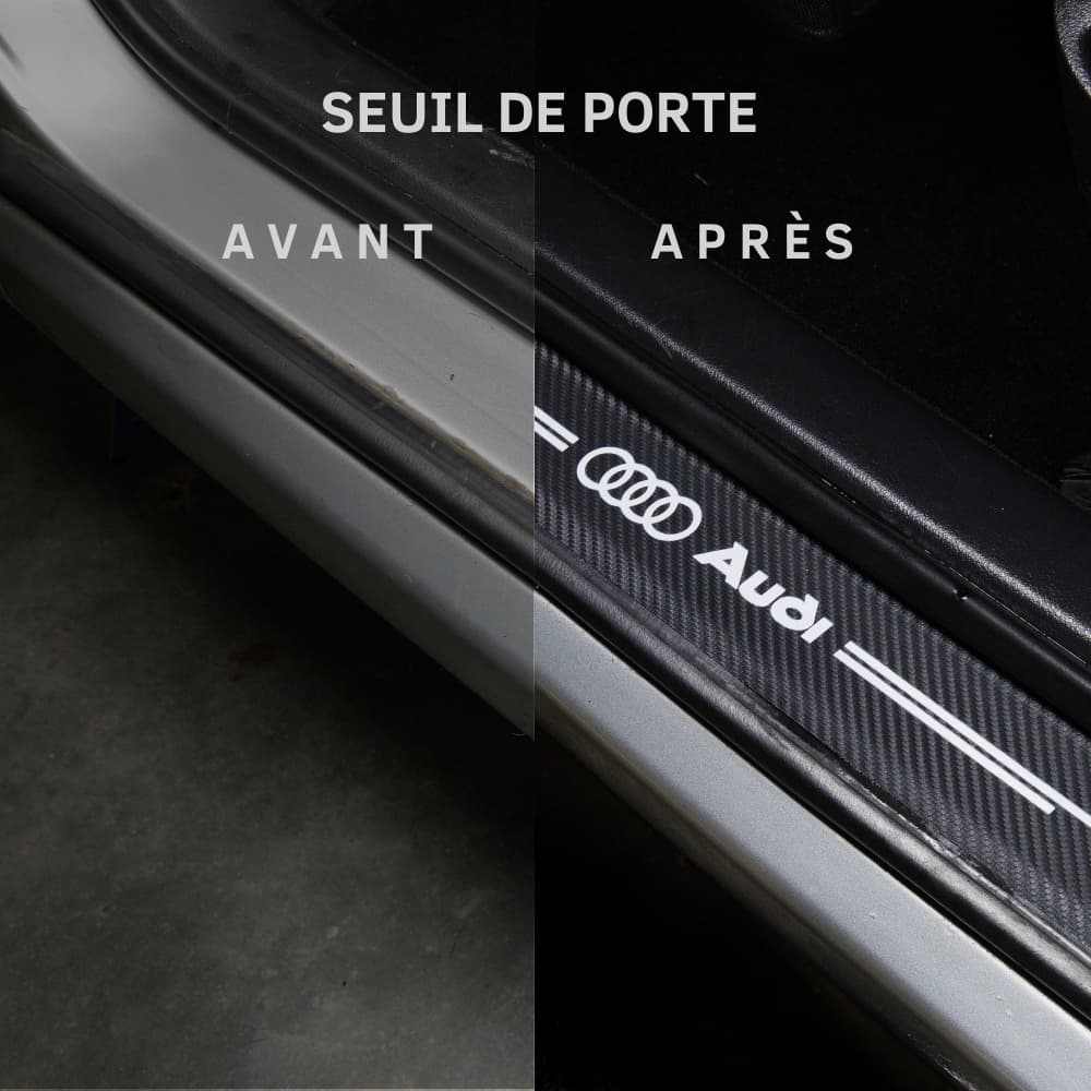 protection seuil de porte voiture audi logo avant apres noir