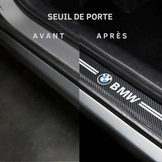 protection seuil de porte voiture bmw m logo avant apres noir fibre de carbonne m3 m2 m4