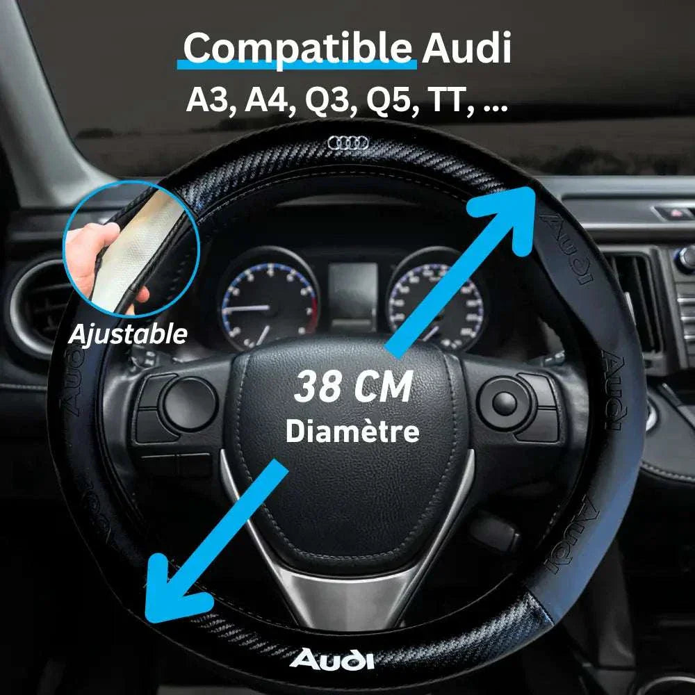 Couvre Volant Audi – Simili Cuir Effet Fibre de Carbone | Confort, Grip Antidérapant & Rénovation