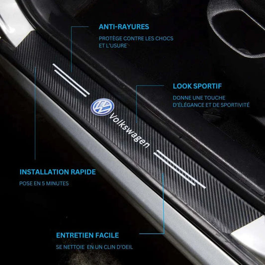 Protection seuil de porte carbone VW anti rayure installation rapide entretien facile design sportif