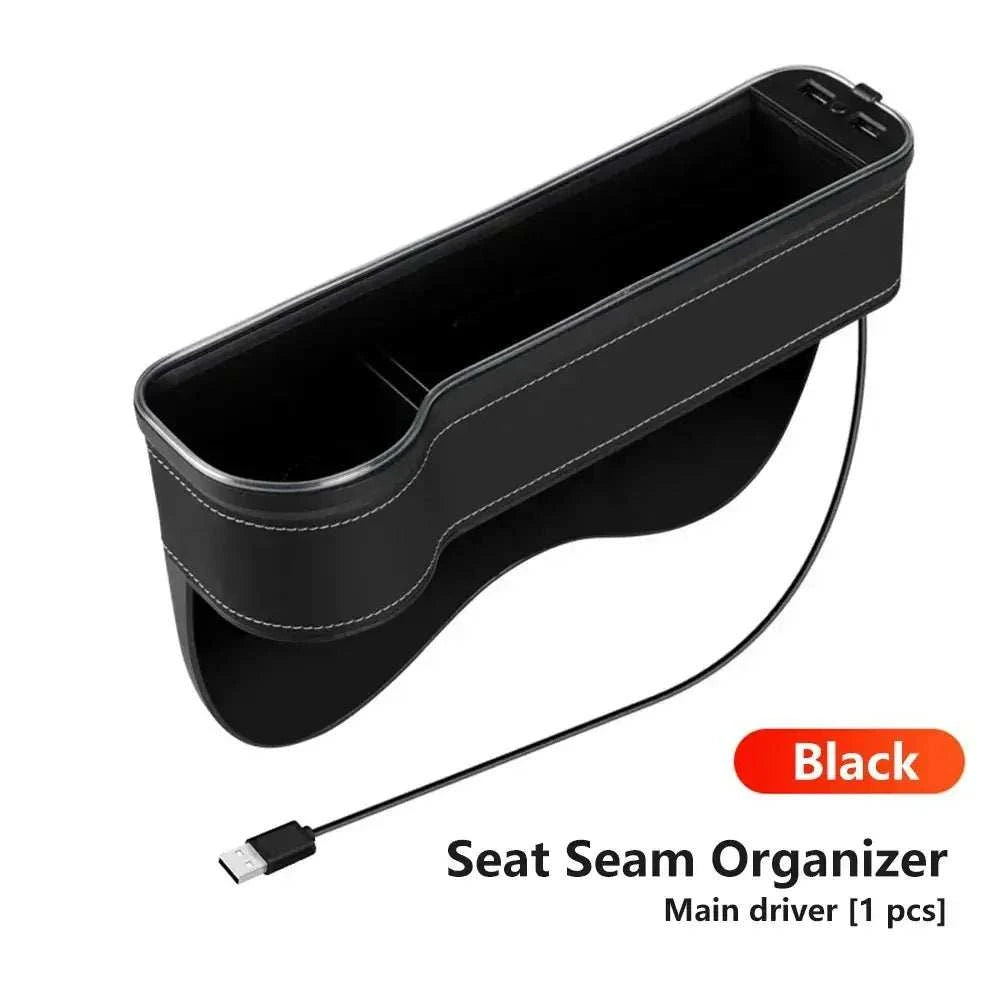 MengH-SHOP Boîte Rangement Siège Voiture - Organiseur Cuir PU Universel Porte-Gobelet Noir
