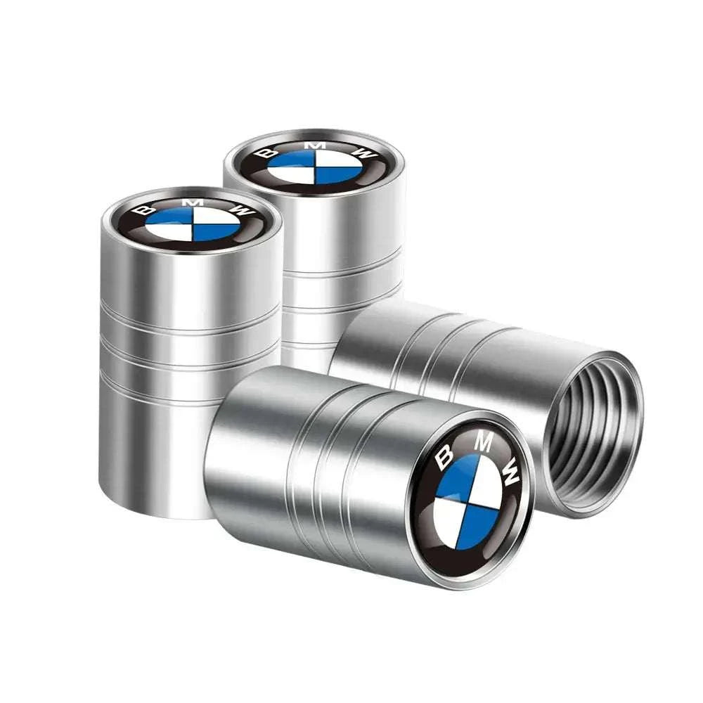 Valves de pneus argent cylindrique logo BMW