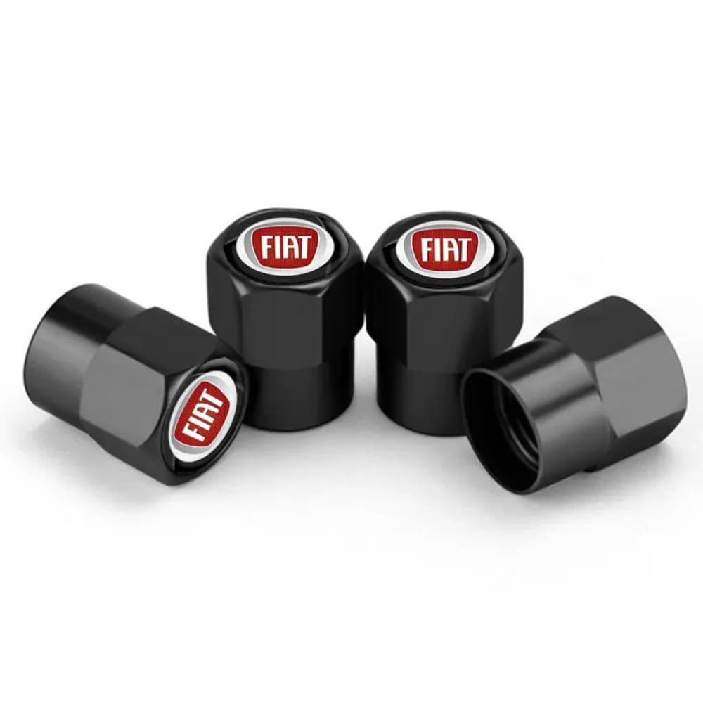 bouchons de valve pneus noir rouge logo Fiat embleme