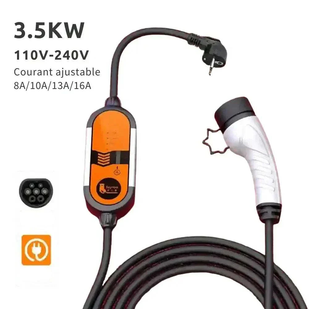 Câble de recharge 3,5 KWH type 2 voiture utilitaire électrique 