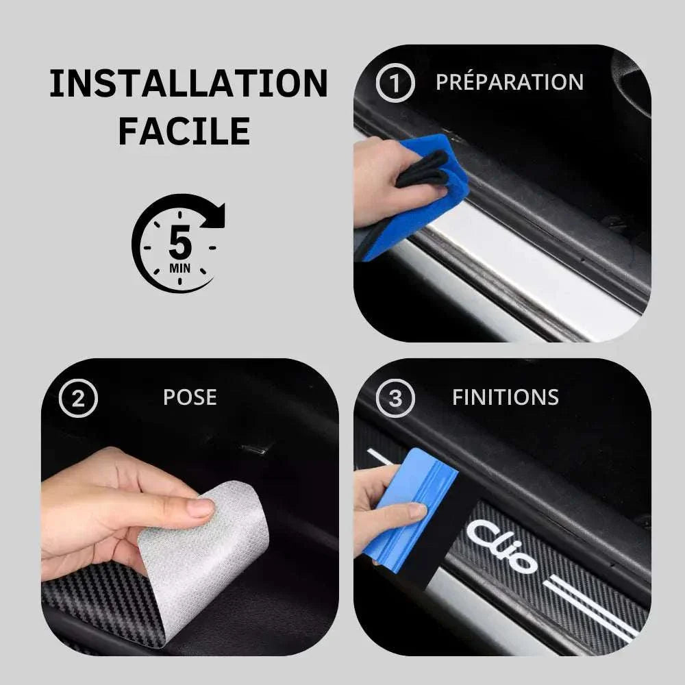 Pose rapide facile protection de seuil de porte voiture renault clio 1 2 3 4 5