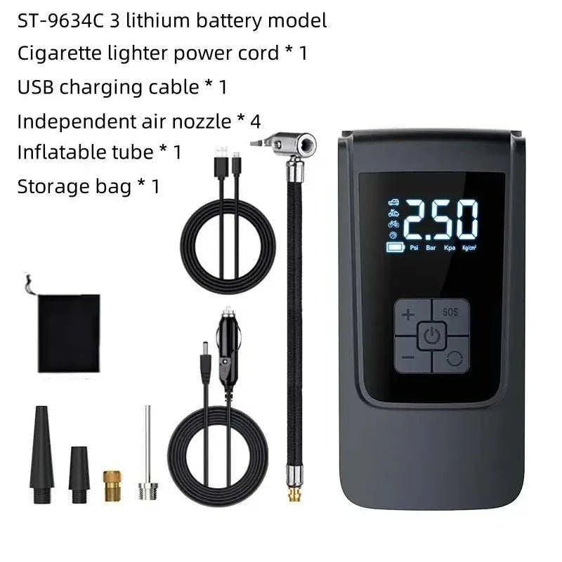 Compresseur D'air Portable, Gonfleur électrique Sans Fil 150 PSI, Mini Compresseur De Voiture Avec Batterie Externe 6000 Mah 96814679
