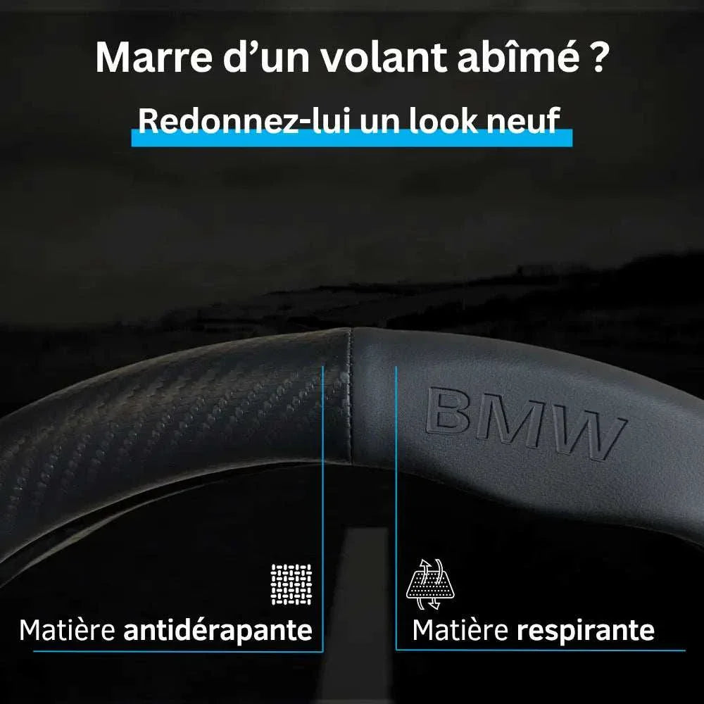 Couvre Volant BMW – Simili Cuir Effet Fibre de Carbone | Confort, Grip Antidérapant & Rénovation