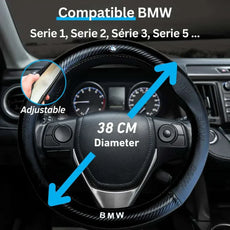 Couvre Volant BMW – Simili Cuir Effet Fibre de Carbone | Confort, Grip Antidérapant & Rénovation