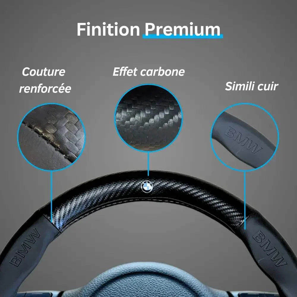 Couvre Volant BMW – Simili Cuir Effet Fibre de Carbone | Confort, Grip Antidérapant & Rénovation