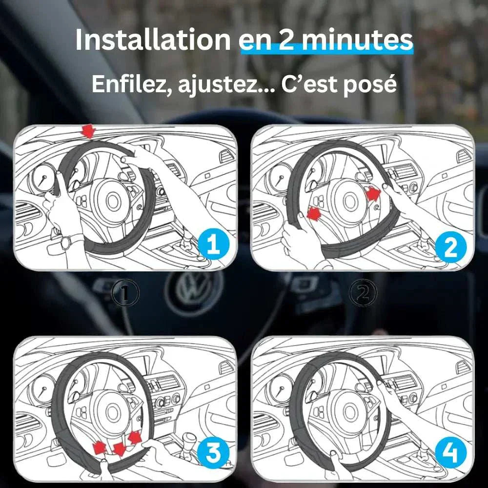 Couvre Volant Ford – Simili Cuir Effet Fibre de Carbone | Confort, Grip Antidérapant & Rénovation