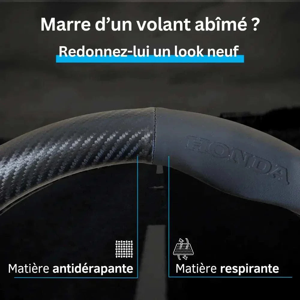 Couvre Volant Honda – Simili Cuir Effet Fibre de Carbone | Confort, Grip Antidérapant & Rénovation