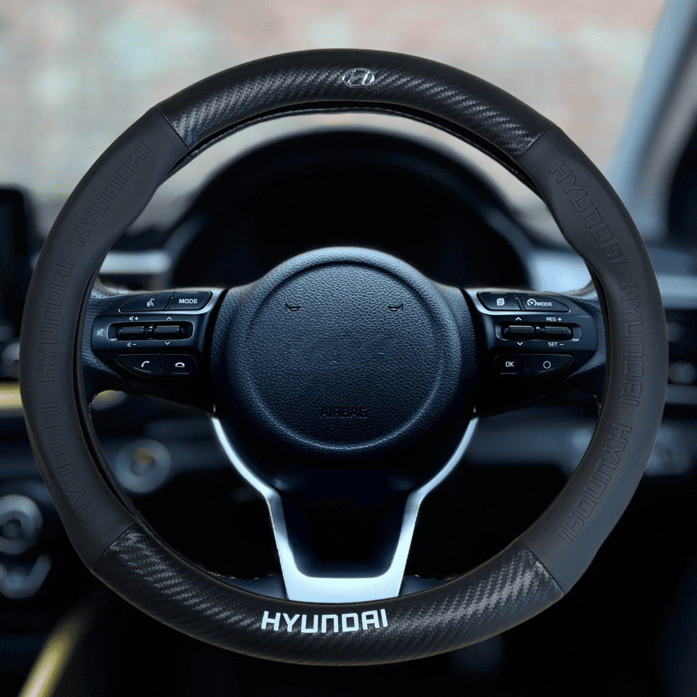 Couvre volant Hyundai  fibre de carbone noir IONIQ, IONIQ 5, IONIQ 6, Nexo , Veloster, Coupe, H-1 / H-200 / Starex