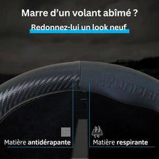 Couvre Volant Hyundai – Simili Cuir Effet Fibre de Carbone | Confort, Grip Antidérapant & Rénovation