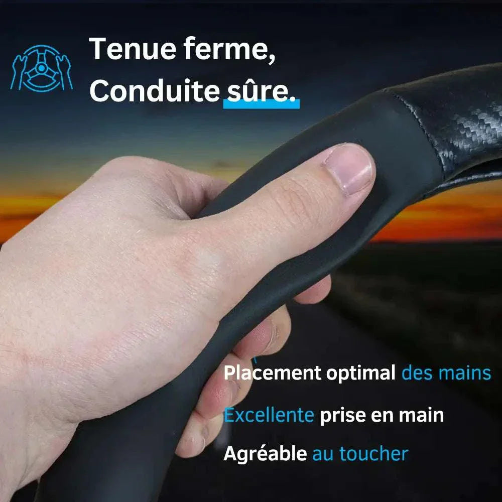 Couvre Volant Hyundai – Simili Cuir Effet Fibre de Carbone | Confort, Grip Antidérapant & Rénovation