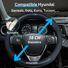 Couvre Volant Hyundai – Simili Cuir Effet Fibre de Carbone | Confort, Grip Antidérapant & Rénovation