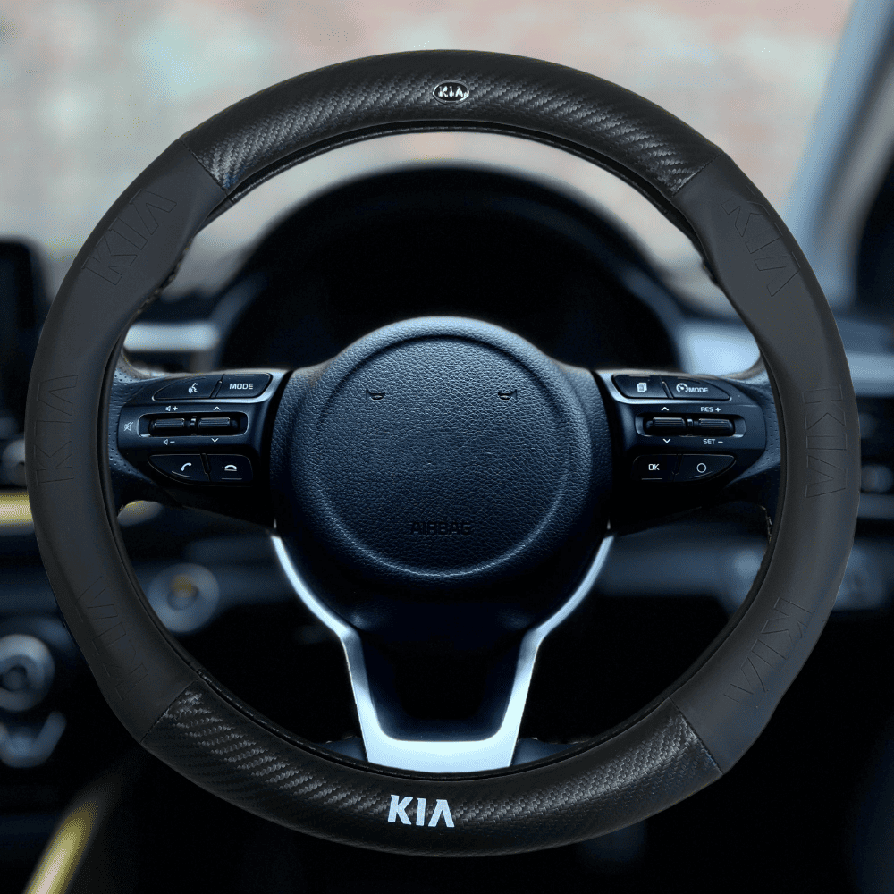 Couvre volant en fibre de carbone Kia noir Rio Ceed 