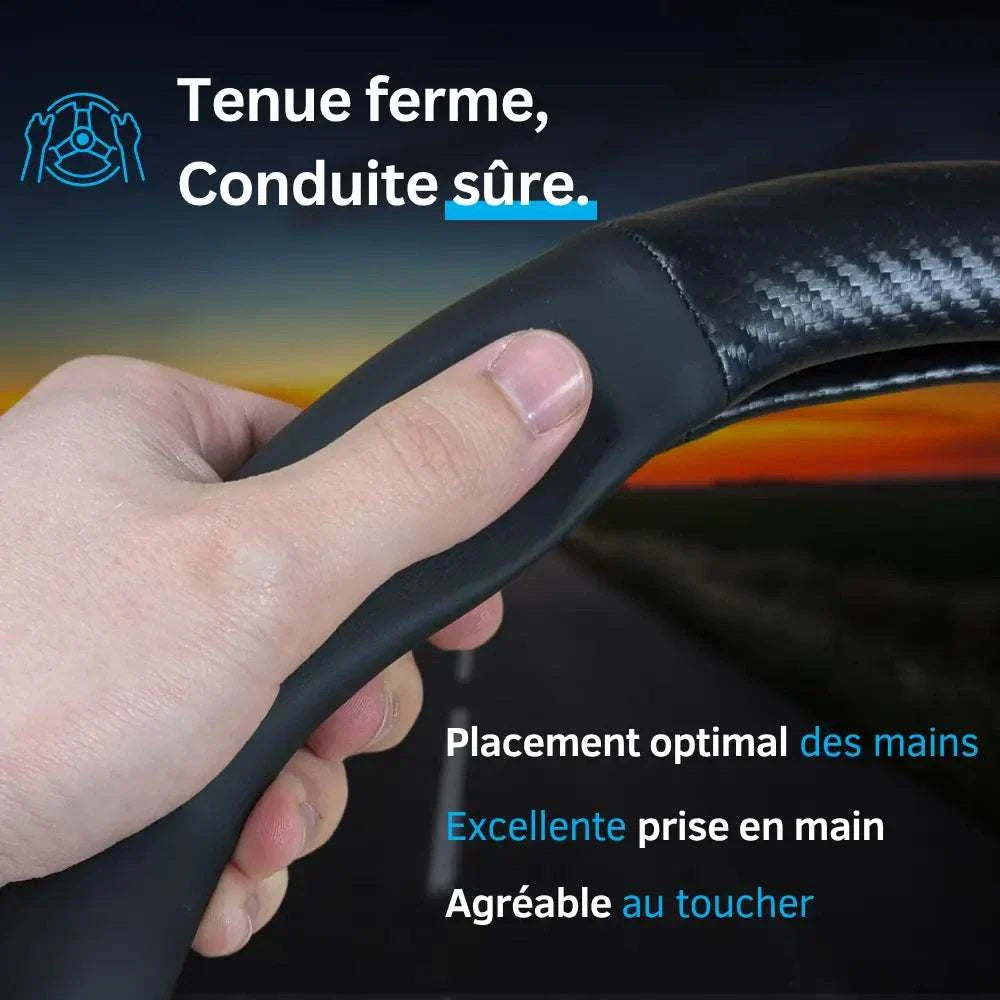 Couvre Volant Kia – Simili Cuir Effet Fibre de Carbone | Confort, Grip Antidérapant & Rénovation