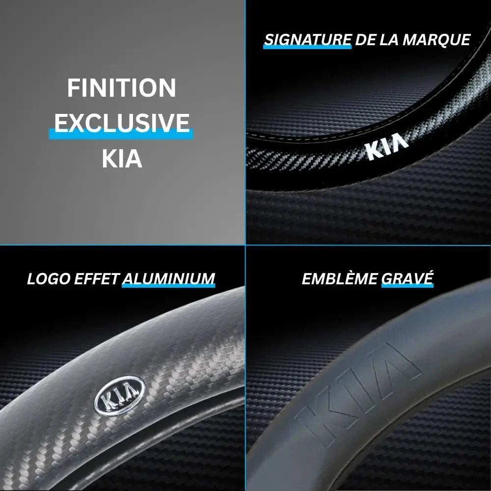 Couvre Volant Kia – Simili Cuir Effet Fibre de Carbone | Confort, Grip Antidérapant & Rénovation