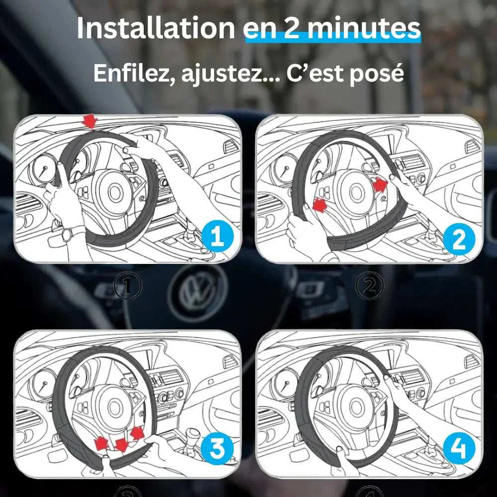 Couvre Volant Kia – Simili Cuir Effet Fibre de Carbone | Confort, Grip Antidérapant & Rénovation