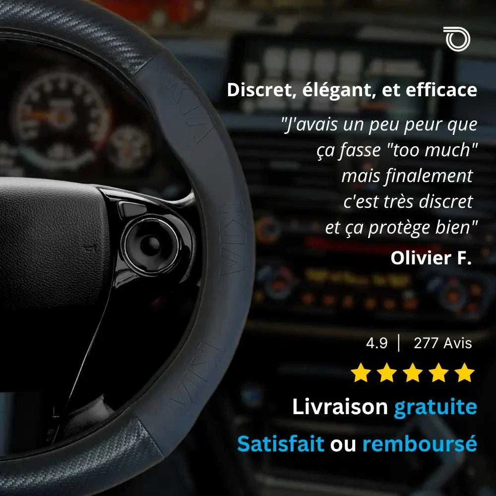 Couvre Volant Kia – Simili Cuir Effet Fibre de Carbone | Confort, Grip Antidérapant & Rénovation