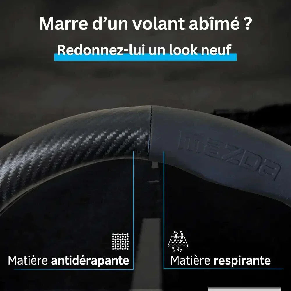 Couvre Volant Mazda – Simili Cuir Effet Fibre de Carbone | Confort, Grip Antidérapant & Rénovation