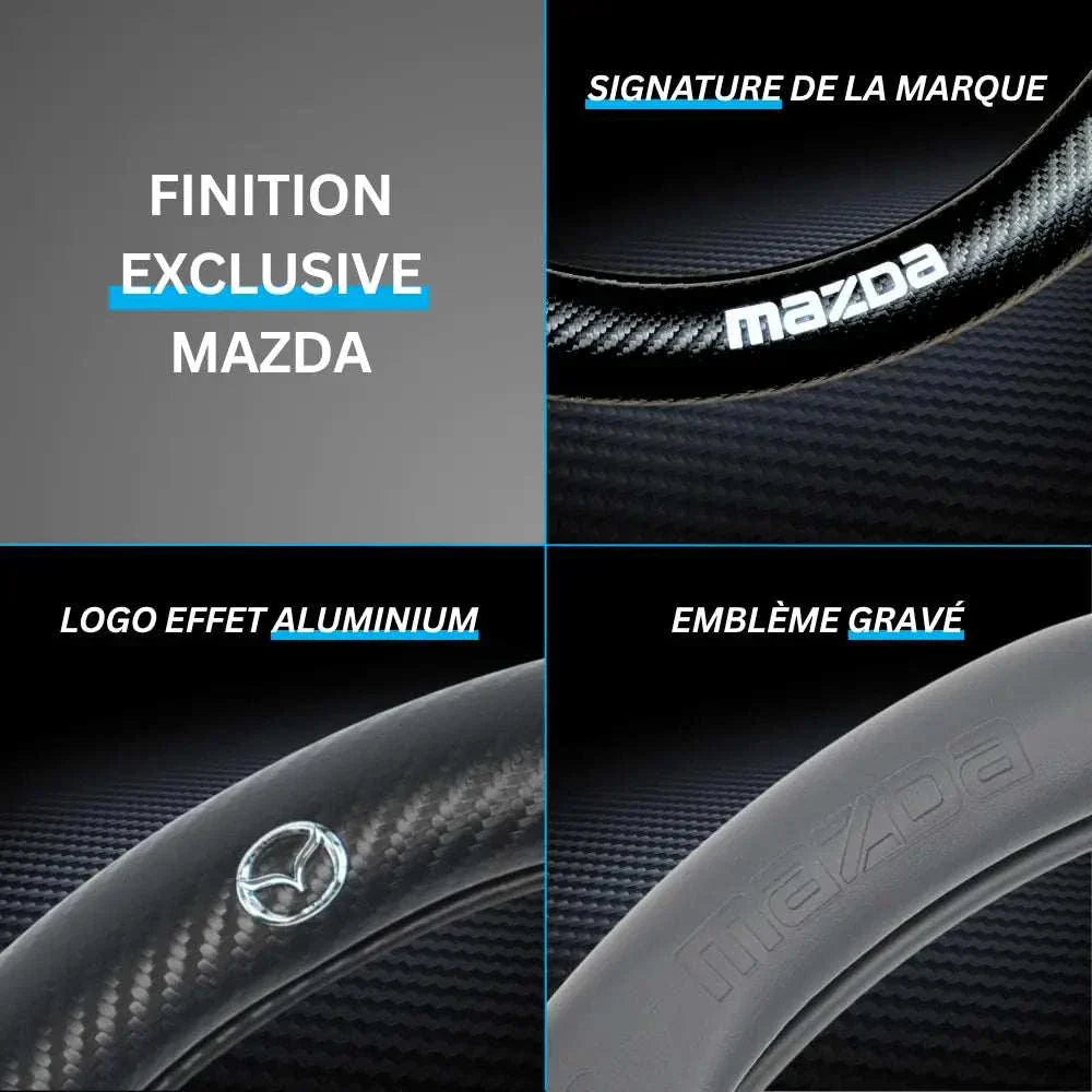 Couvre Volant Mazda – Simili Cuir Effet Fibre de Carbone | Confort, Grip Antidérapant & Rénovation