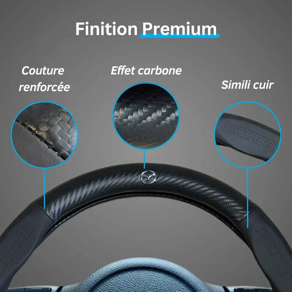 Couvre Volant Mazda – Simili Cuir Effet Fibre de Carbone | Confort, Grip Antidérapant & Rénovation