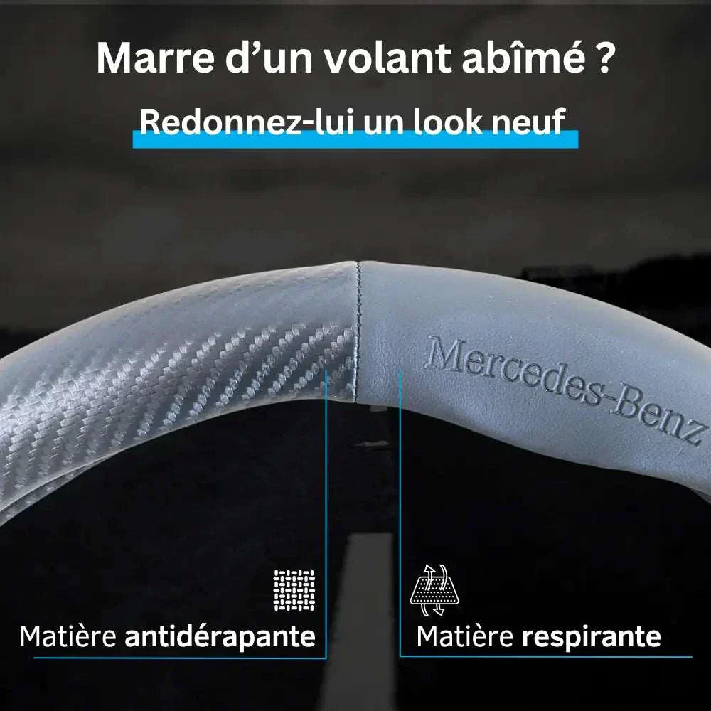 Couvre Volant Mercedes – Simili Cuir Effet Fibre de Carbone | Confort, Grip Antidérapant & Rénovation