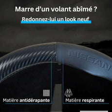 Couvre Volant Nissan – Simili Cuir Effet Fibre de Carbone | Confort, Grip Antidérapant & Rénovation