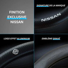 Couvre Volant Nissan – Simili Cuir Effet Fibre de Carbone | Confort, Grip Antidérapant & Rénovation