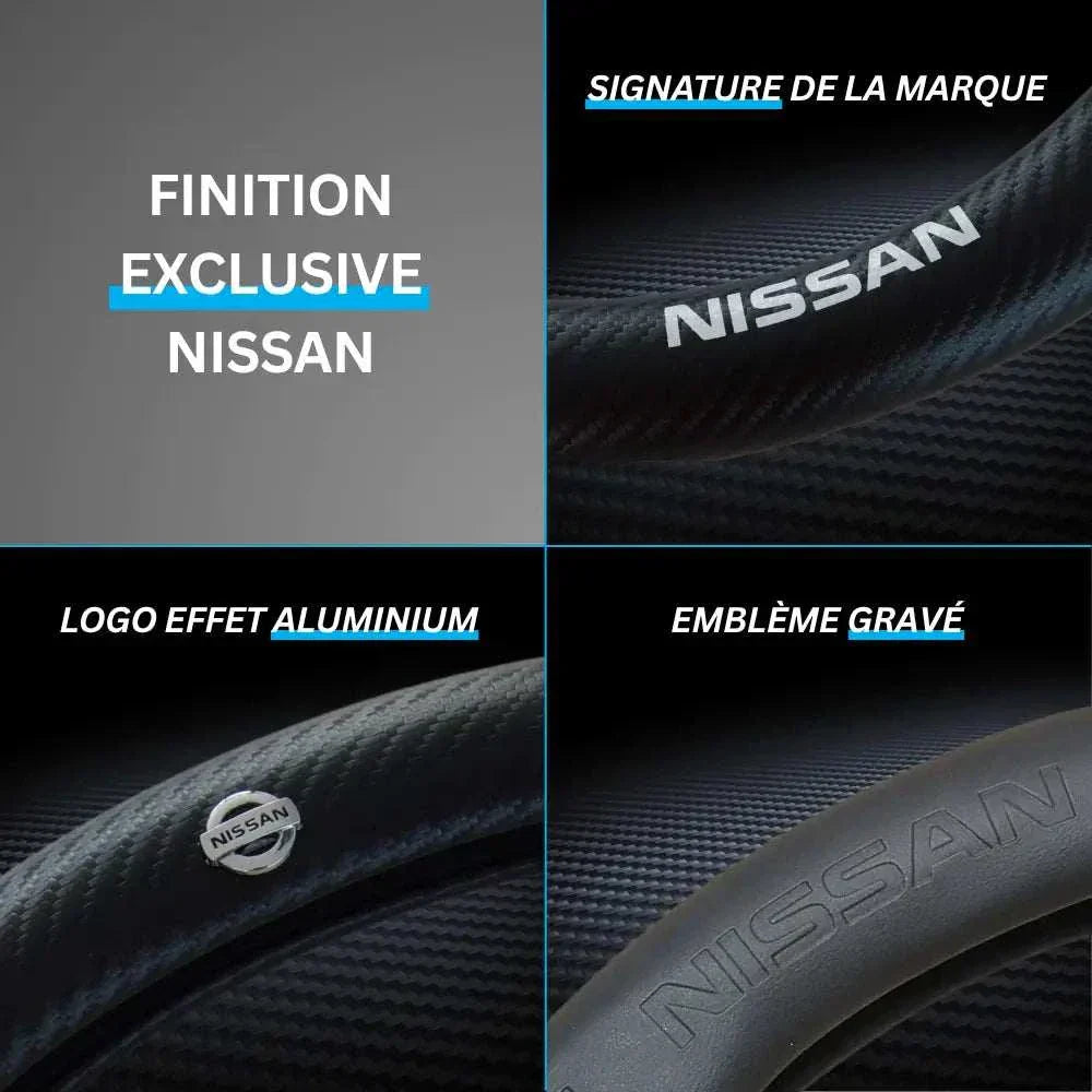 Couvre Volant Nissan – Simili Cuir Effet Fibre de Carbone | Confort, Grip Antidérapant & Rénovation
