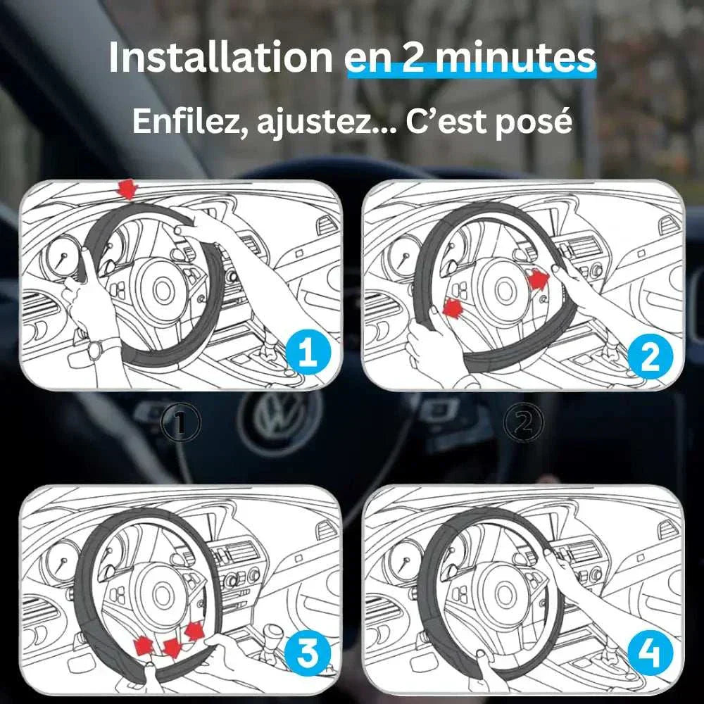 Couvre Volant Nissan – Simili Cuir Effet Fibre de Carbone | Confort, Grip Antidérapant & Rénovation