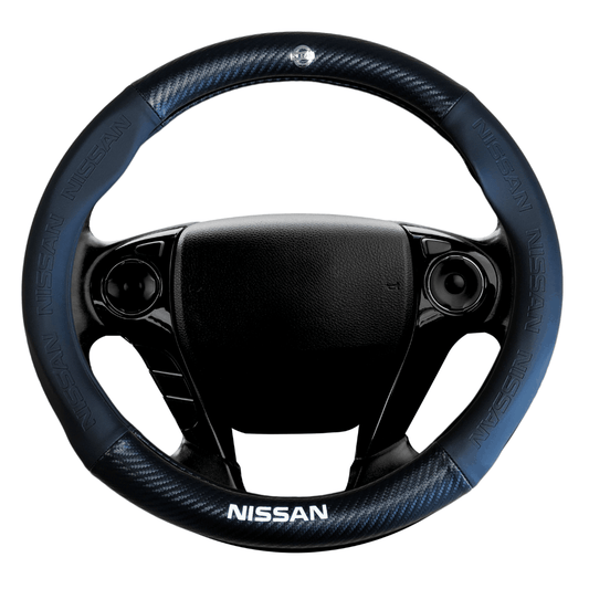 Couvre volant Nissan compatible Micra, Note, Juke, Qashqai, X-Trail, Ariya, Leaf, Pulsar, Almera, Tiida, Primera, Navara, Pathfinder, Terrano, 350Z, 370Z
