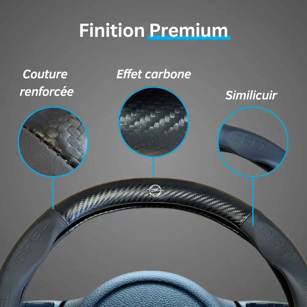 Couvre Volant Opel – Simili Cuir Effet Fibre de Carbone | Confort, Grip Antidérapant & Rénovation