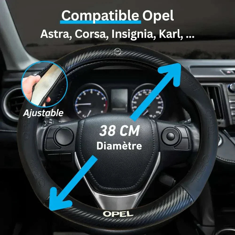 Couvre Volant Opel – Simili Cuir Effet Fibre de Carbone | Confort, Grip Antidérapant & Rénovation
