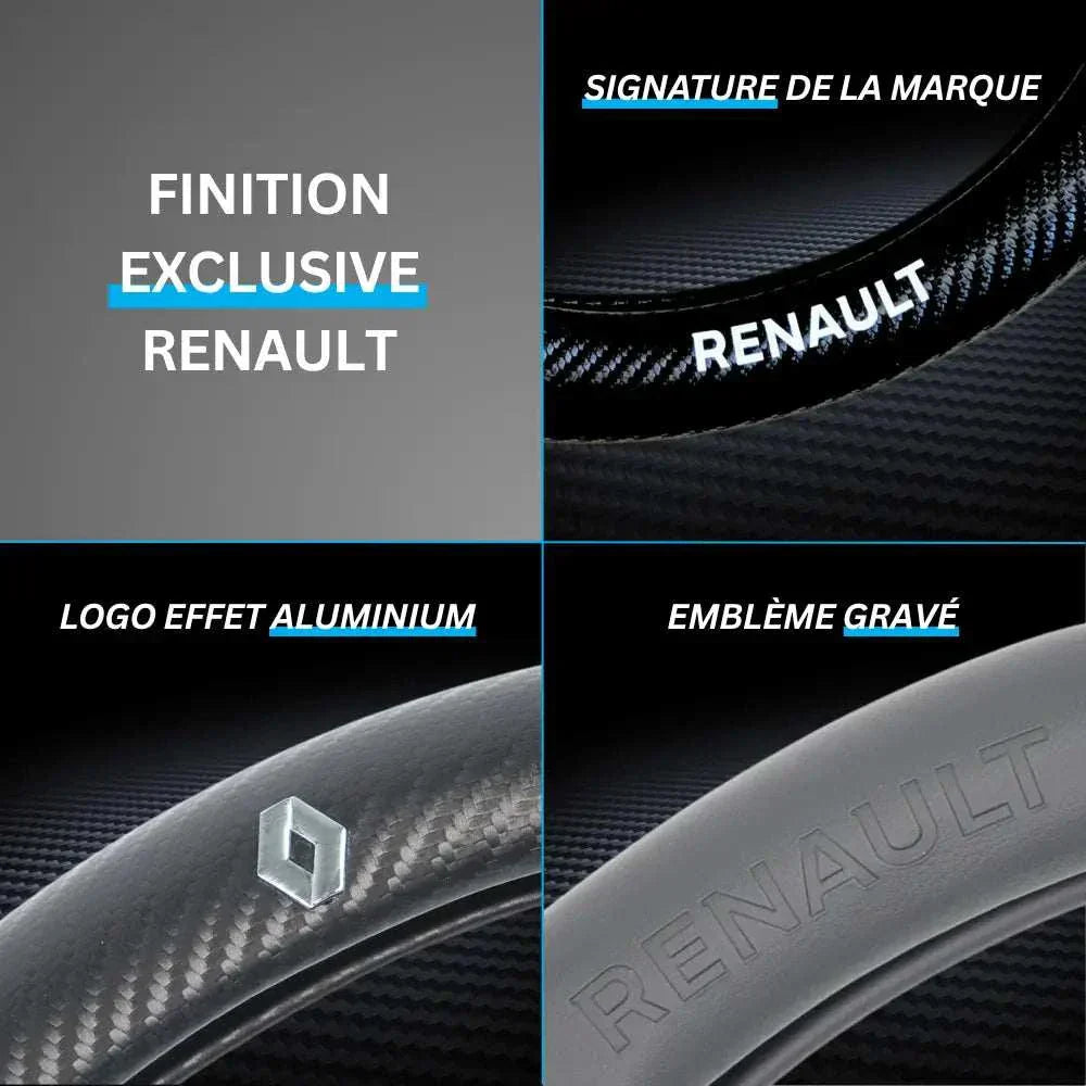 Couvre Volant Renault – Simili Cuir Effet Fibre de Carbone | Confort, Grip Antidérapant & Rénovation
