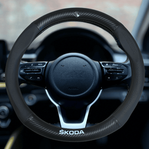 Couvre volant en fibre de carbone skoda noir 