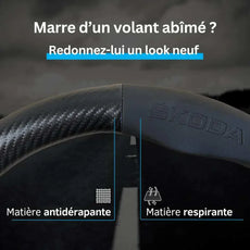Couvre Volant Skoda – Simili Cuir Effet Fibre de Carbone | Confort, Grip Antidérapant & Rénovation