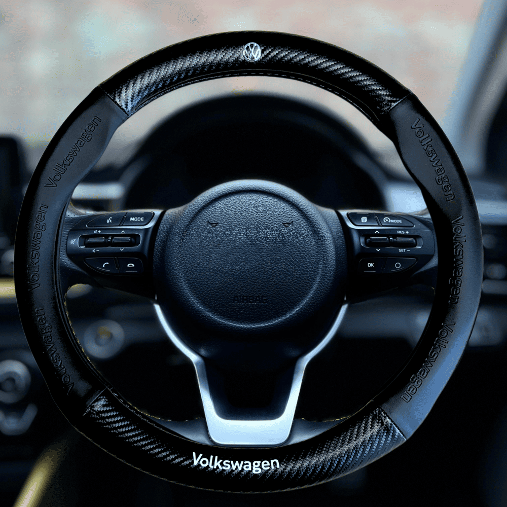 Couvre volant en fibre de carbone VW noir ID.3 , ID.4, ID.5, ID.7, UP, Scirocco, New Beetle, Caddy, Transporter