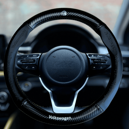 Couvre volant en fibre de carbone VW noir ID.3 , ID.4, ID.5, ID.7, UP, Scirocco, New Beetle, Caddy, Transporter