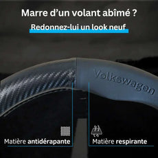 Couvre Volant Volkswagen – Simili Cuir Effet Fibre de Carbone | Confort, Grip Antidérapant & Rénovation