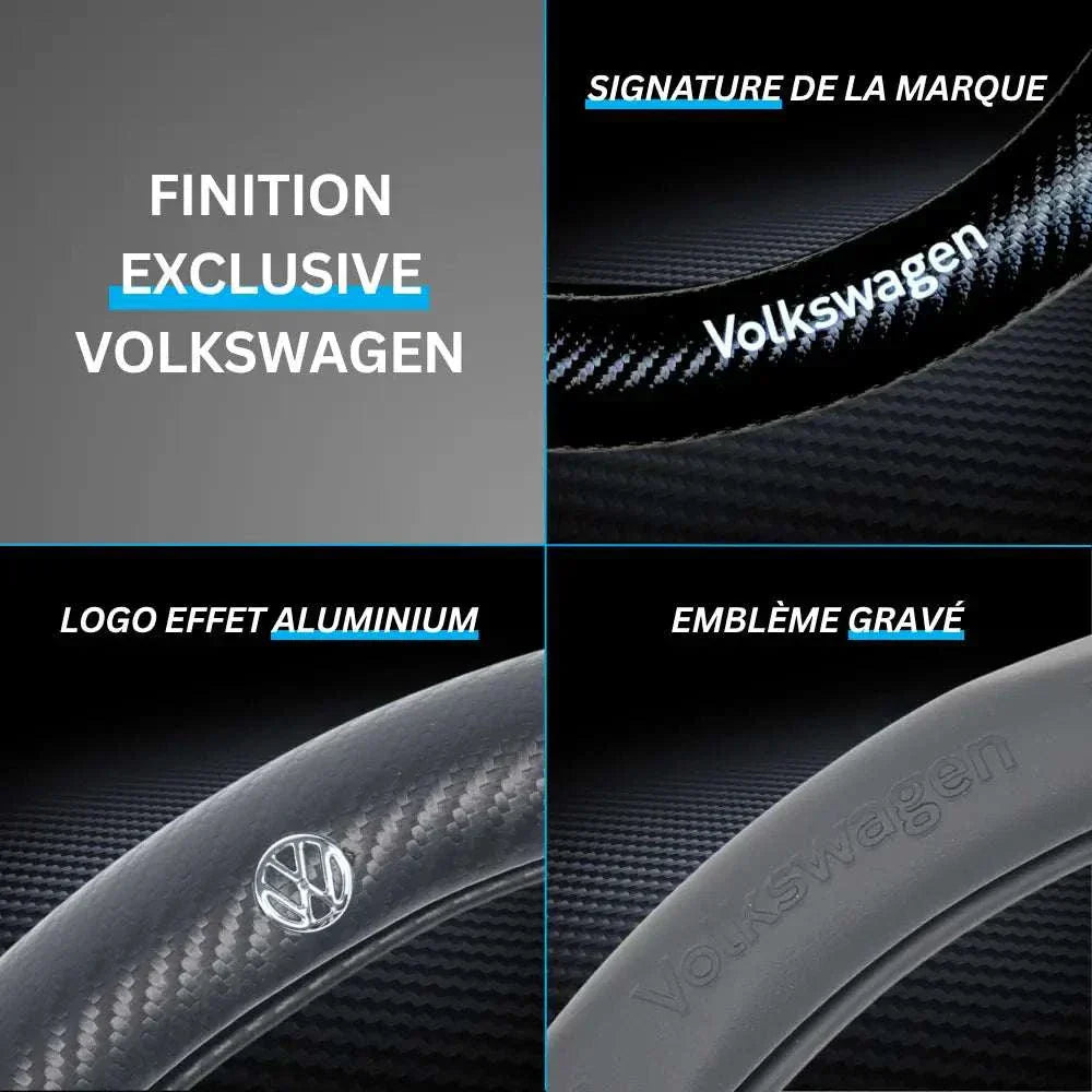 Couvre Volant Volkswagen – Simili Cuir Effet Fibre de Carbone | Confort, Grip Antidérapant & Rénovation