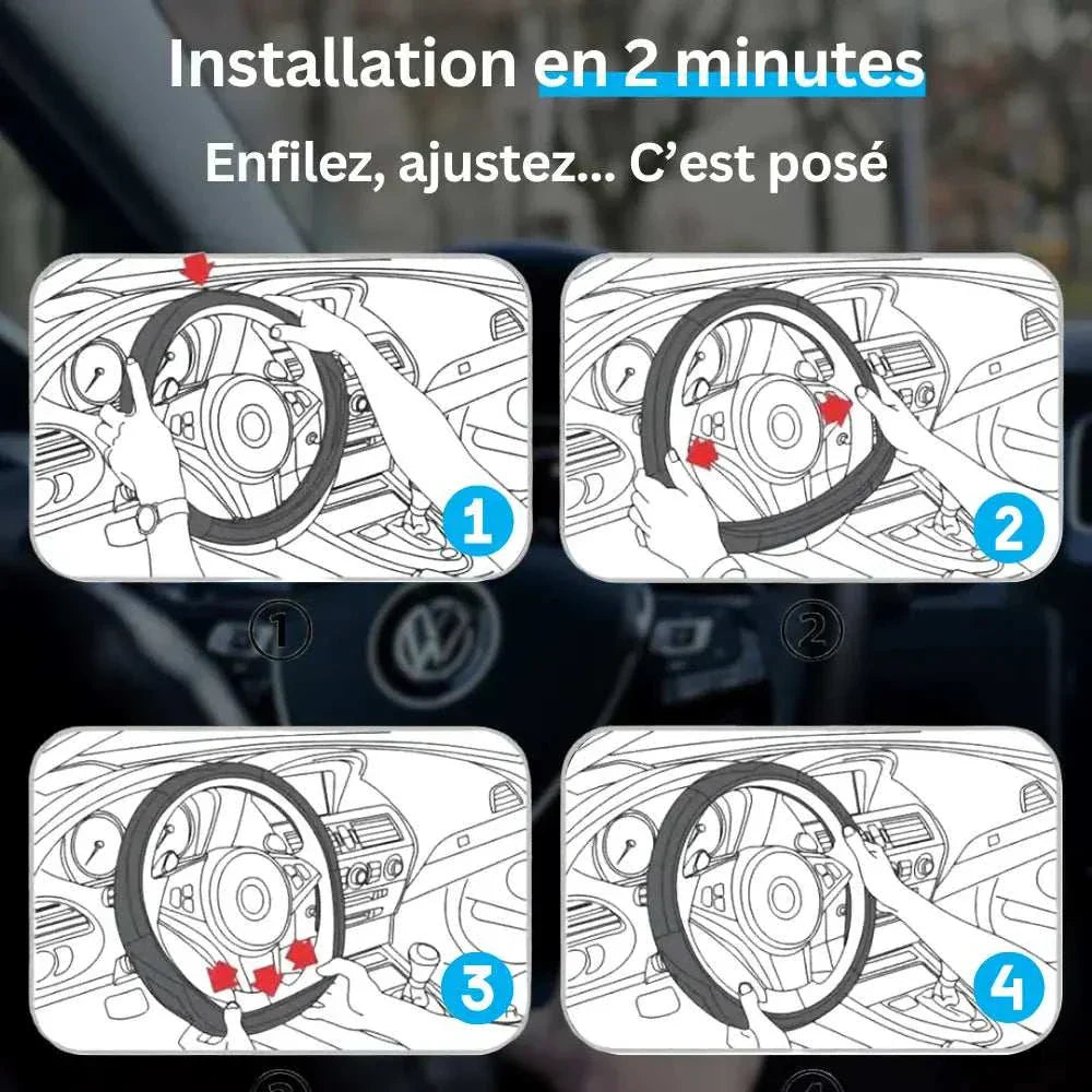 Couvre Volant Volkswagen – Simili Cuir Effet Fibre de Carbone | Confort, Grip Antidérapant & Rénovation