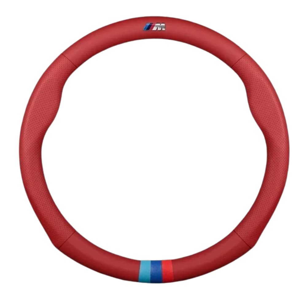 couvre volant BMW cuir rouge rond