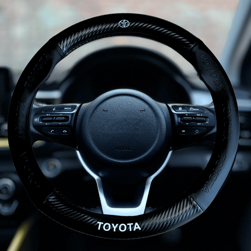 Couvre volant en fibre de carbone Toyota noir Highlander, Avensis, Camry, Verso, Land Cruiser, Hilux, Proace, BZ4X